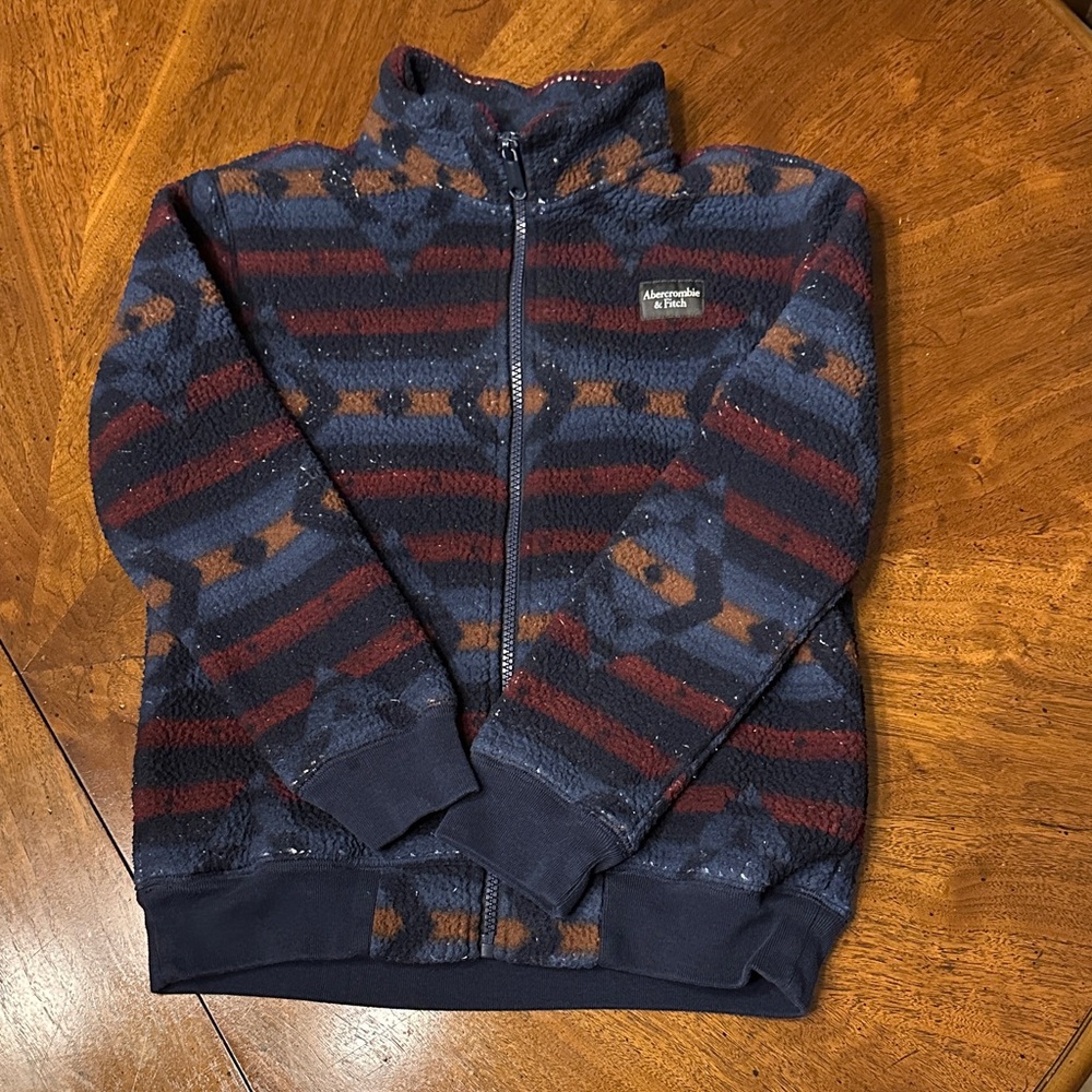 Abercrombie Kids Navy and Maroon Striped Sweater